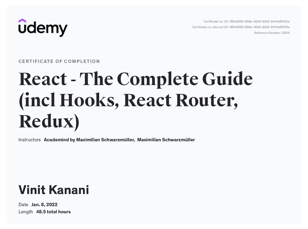 React - The Complete Guide (incl Hooks, React Router, Redux)